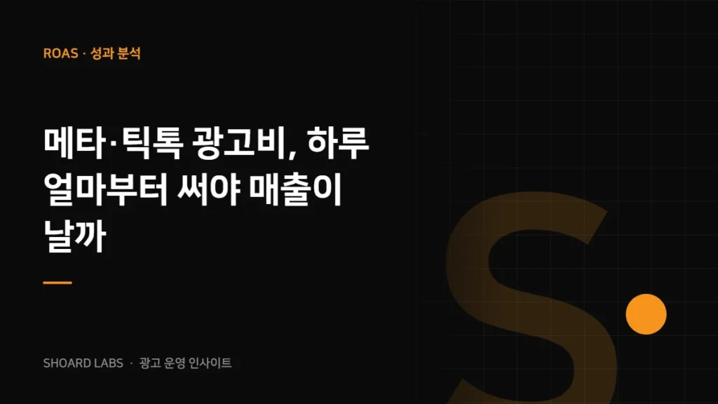 메타·틱톡 광고비, 하루 얼마부터 써야 매출이 날까